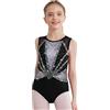 YiZYiF Body Danza Classica Bambina Strass Lucidi Leotards da Balletto Pattinaggio Senza Maniche Latino Competizione Dancewear Argento nero 15-16 anni
