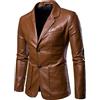TDEOK Giacca da uomo in pelle sintetica, colori assortiti, giacca da motociclista, giacca da mezza stagione, da uomo, in vera pelle, classica, per il tempo libero, alla moda, giallo., XXL