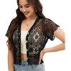 SMDPPWDBB Bolero da donna a maniche corte, cardigan aperto in pizzo all'uncinetto, nero, One Size