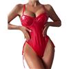 Generico Body Donna In Pelle Sexy Lingerie Latex Catsuit Un Pezzi Push-Up Casuale Intima Cotchless Sexydonna Reggiseno Ballo Adatti Per Spettacoli Teatrali Lingerie
