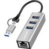 Logilink UA0440 Logilink USB 3.2 Gen 1 HUB, 3x USB-A, 1x RJ45, silber