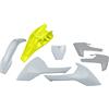 Ufo Kit carenatura UFO PLAST, set di 7 pezzi in plastica per Husqvarna TC 85 cc, anni di produzione 2018-2024, colore: bianco / grigio / giallo