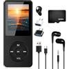 Synclum Lettore MP3 Bluetooth 5.3 con 64 GB di memoria, lettore musicale portatile con altoparlante, lettore MP3 HiFi per bambini e adulti, autonomia 70 ore, radio FM, display da 1,8 pollici, scheda TF fino a