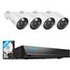 Reolink 12MP Kit Videosorveglianza PoE, NVR 8CH 2TB e 4X Telecamera Esterno Inte