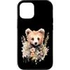 Wild Blossom Art Custodia per iPhone 12/12 Pro Adorabile Orso Cucciolo Floreale Acquerello Illustrazione