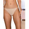 Vanity Fair Illumination String Bikini Panties, Silky Stretch & Satin Trim Intimo in Stile, Confezione da 3, Bianco/Quarzo/Beige, 70 (Pacco da 3) Donna
