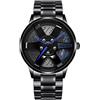 Kuashidai, Orologio sportivo da uomo 3D, con struttura cava, in acciaio inossidabile, impermeabile, con motivo con cerchione di auto