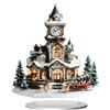 predolo 2D con base, scena natalizia da collezione, casa innevata, villaggio invernale per decorazioni per feste, C