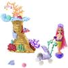 Barbie - Sirene Playset con bambola Chelsea Sirena, 4 cuccioli, area giochi con barriera corallina, passeggino e accessori, Giocattolo per Bambini 3+ Anni, HHG58