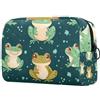 Generic Borsa per il trucco senza cuciture con motivo rane e guance rosate, borsa per cosmetici da donna, grande, organizer per trucchi e articoli da toeletta, Multi, 18.5x7.5x13cm/7.3x3x5.1in, Art Deco