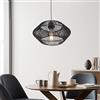 lux.pro Lampada a Sospensione Lampada da Soffitto con Paralume a Forma Ellittica AxØ 14 x 32 cm Lampada Pendente da Soffitto con Abat-Jour in Rattan - Nero