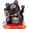 Gsycle Gatto Portafortuna, Maneki Neko Gatto Che Saluta Gatto Fortunato Giapponese Bianco con Braccio Che Agita Gatto della Fortuna Ad Energia Solare Buona Fortuna Ricchezza Gatto di Benvenuto(Nero)