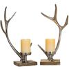 SID GILDE Candelabro in alluminio con base in legno, 41,5 x 19,5 x 14 cm, argento, set da 2 pezzi