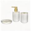 Lunaicorn Set da bagno, 3 pezzi, dispenser per sapone, portasapone e porta spazzolino, filo d'oro bianco, set da tre pezzi