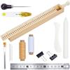 BENECREAT Kit di Utensili per La Punzonatura di Rilegatura di Libri In Legno Da 27cm, Kit per Rilegatura con Filo Cerato, Ago, Fermagli per Carta, Punteruolo e Culla per Lavori Fai Da Te