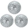 QUARKZMAN 3pz Palle Decorative in Vetro 8cm Sfere Centrotavola Sfere a Mosaico in Vetro per Decorazione Ciotole Vasi Tavolo Pranzo Festa, Argento