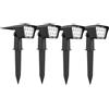 Lumisky Set di 4 faretti solari 2 in 1 da cucire o da fissare rettangolari, illuminazione potente dimmerabile LED bianco CURTIS H 31,5 cm