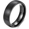 Epinki Gioielli Anelli in Titanio per Donna e Uomo 6mm, Cupola Spazzolata Nero Fedina Fidanzamento Matrimonio Anniversario Misura 25
