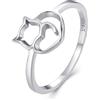 Kerraom Anello Gatto Donna in Argento 925 Ipoallergenico Zartes Design -Stapelbar Regalo per Ragazze e Donne Amanti dei Gatti Anello Taglia 15