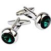 Lieson Gemelli per Matrimonio, Gemelli Camicia Uomo Eleganti Gemelli Uomo Verde Argento Gemelli Uomo Zirconi Rotondo Verde per Matrimonio Commercio Regalo