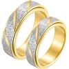 Epinki 2 Pezzi Fedine Uomo Gay, Anelli Coppia 6MM Anello Rotante Opaco Oro Acciaio Inossidabile Anello Anniversario