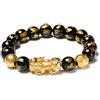 Barsku Feng Shui - Braccialetto con perle di ossidiana, drago, portafortuna, per uomini, donne e donne