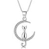 Belons Collana con ciondolo a forma di gatto in argento Sterling 925 e zirconia cubica, per ragazze e bambini, con pietra e zirconia cubica, Pietra, Zirconia cubica