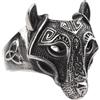 TQWSVUM Anello Lupo Vichingo Per Uomo - Anello Pirata Fenrir Nordico In Acciaio Inossidabile - Fatto A Mano Vintage Odin Nodo Celtico Testa di Lupo Amuleto Pagano Moda Gioielli Animali