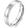 Epinki Fede Uomo in Titanio 4mm, Spazzolato Argento Anelli Fidanzamento Matrimonio Gioielli Anniversario Misura 20
