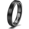 Epinki Anello Fede in Tungsteno per Uomo e Donna 4mm, Semplice Spazzolato Nero Anello Fidanzamento Matrimonio Gioielli Misura 17