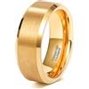 Epinki Anelli di Fidanzamento in Tungsteno per Donna e Uomo 8mm, Semplice Spazzolato Oro Anello Anniversario Gioielli Misura 31