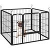Recinto Per Cani Pieghevole In Metallo, Per Interno Ed Esterno Con Porta E Picchetti, 82x82x60cm Grigio
