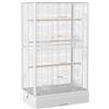 Gabbia Per Uccelli Con Vassoio Estraibile E Posatoi, Voliera Per Pappagalli, 61x36.5x98 Cm, Bianco