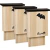 Set Di 3 Casette Per Pipistrelli In Legno Di Abete Per Esterni, 25x6x37.5 Cm, Legno Naturale