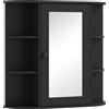 Specchiera Bagno Con 6 Ripiani Aperti E 2 Chiusi, In Legno E Vetro, 66x17x63 Cm, Nero