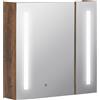 Specchiera Bagno Con Luci Led Regolabili, 2 Ante E Mensola Regolabile, 70x15x65cm, Marrone