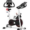 Cyclette Professionale, Bici Da Spinning,cyclette Da Camera Regolabile Con Schermo Lcd E Portabicchieri, Volano 8kg, Bianco