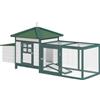 Pollaio Da Giardino Prefabbricato In Legno 196x76x97cm, Bianco E Verde