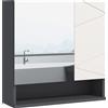 Armadietto Con Specchiera Bagno A 2 Ante E Mensole Regolabili In Legno, 55x17x55cm, Grigio