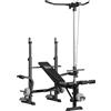 Panca Fitness Con Leg Press, Squat Rack E Leg Extension, In Acciaio E Pu, 180x134x200 Cm, Nero E Argento