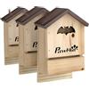 Set Di 3 Casette Per Pipistrelli In Legno Di Abete, 21.5x11.5x34 Cm, Legno Naturale