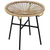 Tavolino Da Giardino Rotondo Stile Boho In Rattan Pe E Vetro, Ø50x50cm, Beige
