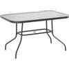 Tavolo Da Giardino In Metallo E Vetro Con Foro Ombrellone 120x80x70cm