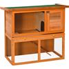 Gabbia Per Conigli A Due Piani, Conigliera Da Esterno Con Casetta Per Conigli In Legno Di Abete, 90x45x80 cm