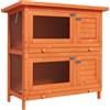 Gabbia A Due Piani Per Conigli, Conigliera Da Esterno In Legno Di Abete, 90x45x90 Cm, Legno E Verde