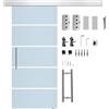 Porta Scorrevole Interna In Vetro Smerigliato E Satinato Con Binario B2 E Maniglia Per Bagno Cucina Studio Vetro 205x 102.5x 0,8cm