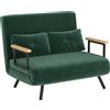 Divano Letto 3 In 1 In Tessuto Effetto Velluto Con Schienale Regolabile E 2 Cuscini, 102x73x81 Cm, Verde