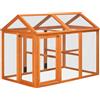 Gabbia Per Galline In Legno Con Porte Multiple E Rete In Metallo, 140x88.5x106cm, Arancione