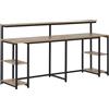 Scrivania Doppia Con Scaffali E Mensola Per Monitor In Stile Industriale, Scrivania Con Libreria Salvaspazio Per Ufficio E Studio In Metallo E Mdf, 2