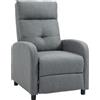 Poltrona Reclinabile 155° Max In Tessuto Effetto Lino Grigio Con Poggiapiedi, 67x87x98 cm